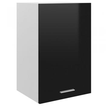 Mueble de cocina aglomerado negro con brillo 39,5x31x60 cm y Armario colgante cocina contrachapada negra 29,5x31x60 cm
