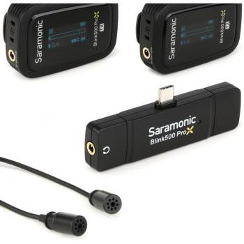 Micrófono Lavalier Inalámbrico Saramonic Blink 500 ProX B6 con Receptor USB-C para Smartphone y Cámara DSLR
