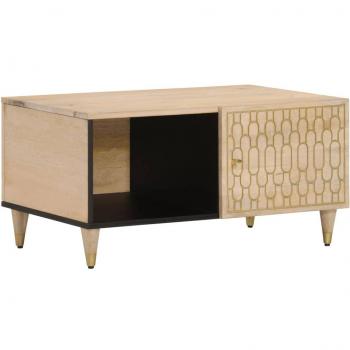Mesa de centro de madera maciza de mango 80x50x40 cm Marrón