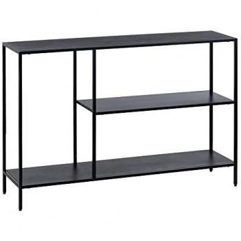 Mueble de TV 120,5 x 30 x 81,3 cm Negro Acero con Estantes