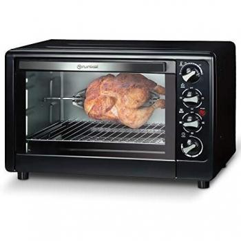 Grunkel - HR-48RUSTIC - Horno eléctrico multifunción de sobremesa de 48l con 3 funciones de calor y selector de temperatura hasta 230ºC. Incluye rustidora y temporizador hasta 60 min