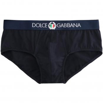 Dolce & Gabbana Men's Brando Logoed Blue Cotton Briefs - Size 5