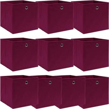 Cajas de almacenaje 10 uds tela rojo oscuro 32x32x32 cm