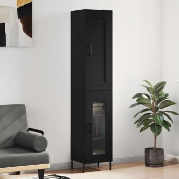 Aparador de madera multicapa negro 34,5x34x180 cm