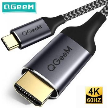 Adaptador QGeeM USB-C a HDMI 4K, Convertidor Thunderbolt 3 para MacBook y Huawei Mate 30, Cable de 1.2M en color gris