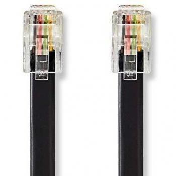 NEDIS Cables de telecomunicaciones Cable de Telecomunicaciones - RJ10 Macho - RJ10 Macho - 2,0 m - Negro Negro/Transparente 2.00 m