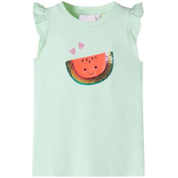 Camiseta infantil de manga volante verde suave 116