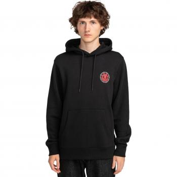 Element Sudadera de Hombre Seal Bp con Capucha, color negro, material 100% algodón, diseño clásico con logo de la marca en el pecho, ajuste regular y bolsillo canguro