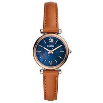 Reloj para mujer FOSSIL Carlie Mini, tamaño de caja de 28 mm, movimiento de tres manecillas, correa de piel