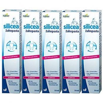Hübner Silicea - Pasta de dientes sin menta, 5 x 50 ml