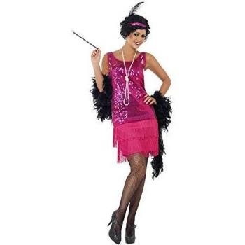 Disfraz de Flapper Rosa para Mujer - Años 20, Talla S, Incluye Vestido, Tocado y Collar