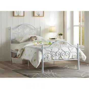 Cama Leyna 90 x 190 cm de metal blanco con colchón incluido