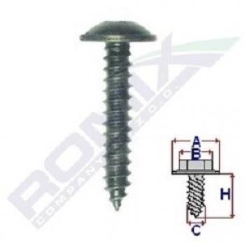 Tornillo para chapa ROMIX ROM 45182, 10 piezas, acero galvanizado, rosca completa, cabeza hexagonal, longitud de 30 mm