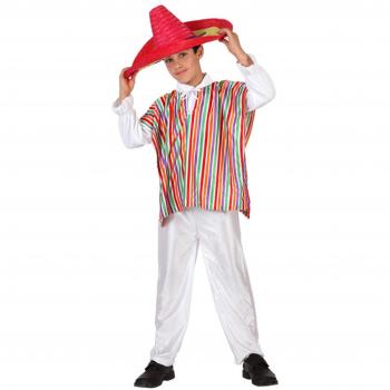 Disfraz de Mexicano para niños de 5-6 años con sombrero y poncho, ideal para fiestas temáticas