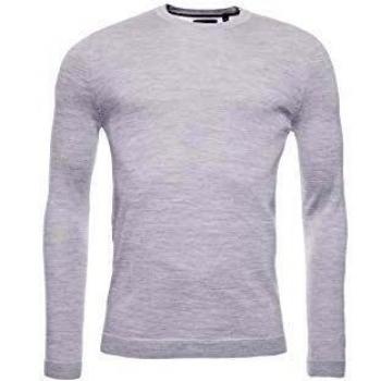 Superdry Hombre Jersey en Lana Merino con Cuello Redondo Edit Jaspeado Gris Claro XXXL