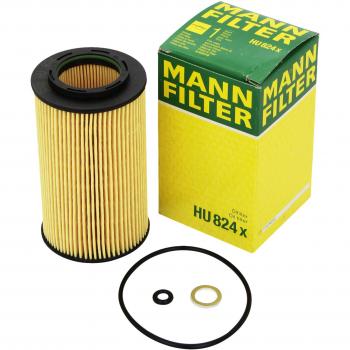 Original MANN-FILTER Filtro de aceite HU 824 x – Set de filtro de aceite juego de juntas – Para automóviles