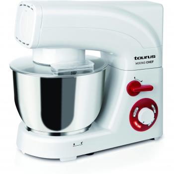 Amasadora Taurus Mixing Chef 1200W con 2 Programas, 6 Velocidades, Función Turbo y Recipiente de Acero Inoxidable de 5.5 Litros - Incluye 3 Accesorios