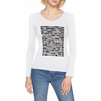 Guess LS Cn Los Angeles Te, Camiseta de Manga Larga para Mujer, Blanco