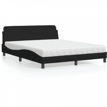 Cama con colchón de tela negro 160x200 cm Vidaxl