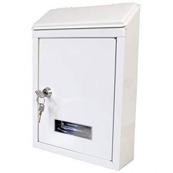 AMIG 21136 - Buzón de exterior Modelo 2 mini| Fabricado en acero | Color blanco | Medidas 29,5 X 21 X 6,2 cm | Formato pequeño
