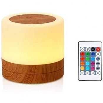Taipow Luz Nocturna de LED, Mini Lámpara de Mesita de Noche, Control Remoto, Control Tactil, Temporizador, Regulable, USB Recargable, Cambio de Colores, para Niños Habitación