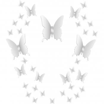 36 Piezas de Mariposas de Espejo DIY Combinación 3D Espejo Pegatinas de Pared Decoración de Hogar