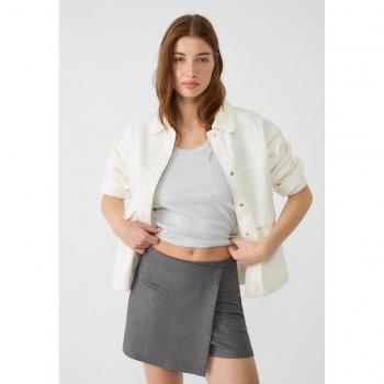 Ecru Twill Overshirt with Pockets for Women - XS
