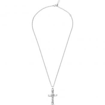 Collar Hombre Police Crossed de Acero Plateado