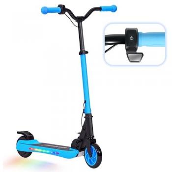 Patinete Eléctrico Plegable Sportnow 120W, Autonomía 6 km, Max 10 km/h, Ruedas de 5-5.5, Freno Posterior, Marco de Aluminio Azul