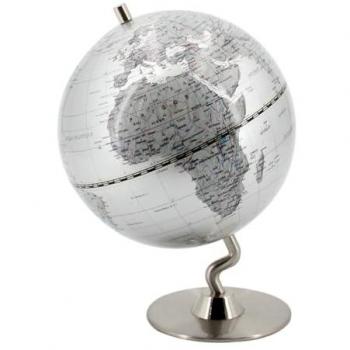 Globo Decorativo Mundo Plateado Redondo - 20x14x14cm