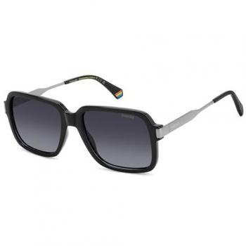 Polaroid Men's Square Polarized Sunglasses - Black/Grey Gradient, Size 56 MM