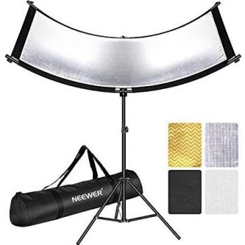 Neewer Reflector Luz Casa de Moluscocon Bolsa de Transporte y Soporte de Luz de 2M, 167x61cm Luz de Arco Curvo Ojo Luz Reflector para Retratos Estudios y Fotografías