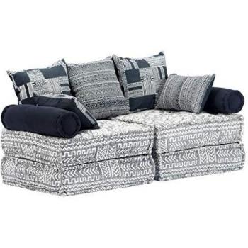 vidaXL Sofá cama modular de 2 plazas tela gris