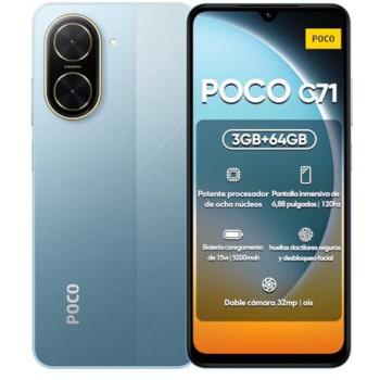 Smartphone Xiaomi POCO C71 4G, Pantalla de 6.8'' FHD+, 3GB RAM, 64GB Almacenamiento, Batería de 5200mAh, Procesador UNISOC T