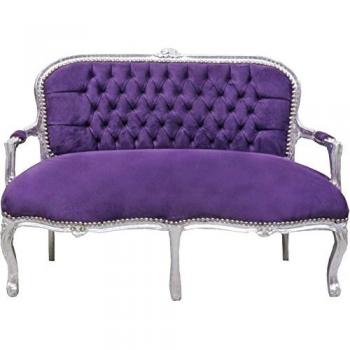Casa Padrino Baroque Kids Bench Purple/Silver 90 x 38 x H. 67 cm - Antique Style Children's Furniture
