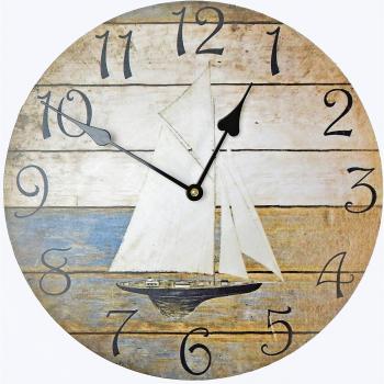RELOJ DE PARED DISENO VELERO BLANCO EN LA PLAYA RELOJ DE LA COCINA - CUARZO - MODERNO NUEVO - Tinas Collection