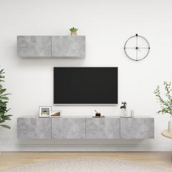 Juego de muebles de salón 3 piezas de aglomerado gris hormigón, incluye Mueble TV, Mesa de TV y Mueble Televisor, dimensiones 100 x 30 x 30 cm