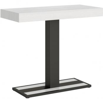 Consola extensible 90x40/196 cm Capital Small Fresno Blanco con estructura Antracita