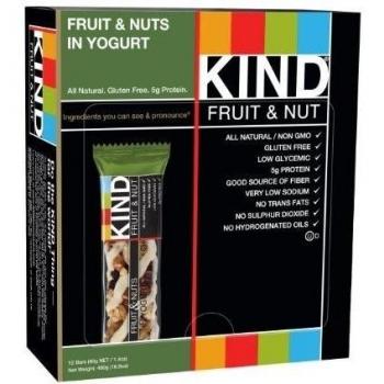 La fruta y tuercas en yogurt, 12 bares, 1.6 oz