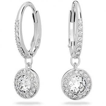 Swarovski Angelic drop earrings, Round cut, White, Rhodium plated