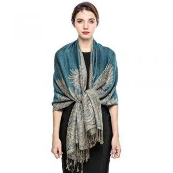 Elegante Bufanda Estampada para Mujer Lujoso Chal Cálido con Borla Suave Pashmina Estilo Paisley Étnico Uso en Otoño Invierno 200 * 70cm/