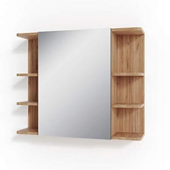 Armario con espejo para baño Fynn, Roble/Antracita, 80 x 64 cm