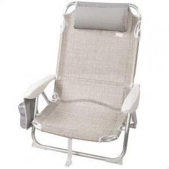 Silla Plegable Aktive 4 Posiciones con Cojín + Bolsillo + Asa Gris 76x64x45 cm