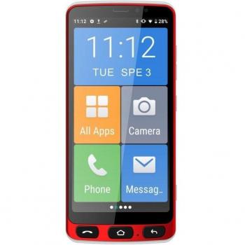 Funker E500I Easy - Smartphone 4G con Whatsapp para Personas Mayores, Pantalla 5.5, Memoria 16 GB, RAM 1 GB, Quad Core, Color Rojo