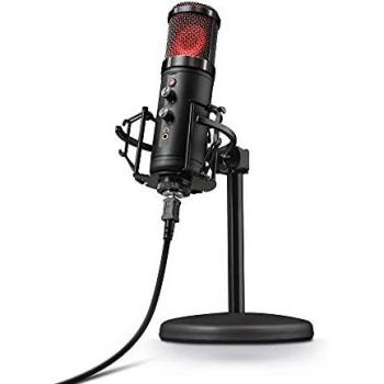 Trust Gaming GXT 256 Exxo Micrófono USB, Patrón Cardioide, con Filtro Pop, USB, RGB, Micrófono Streaming para Grabación, Podcasting, Radiodifusión, PC, PS4 y PS5 - Negro