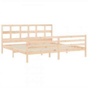 Estructura de Cama Doble 200x200 cm con Cabecero de Madera Maciza