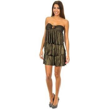 Vestido sin mangas con volantes de tejido elástico 10DVE0601 para mujer