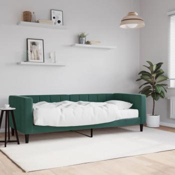 Sofá cama terciopelo verde oscuro 80x200 cm con colchón