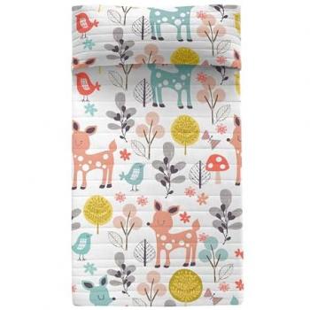 Colcha Infantil Happyfriday Woodland Multicolor 100% Algodón 150 TC 180x260 cm (Cama 80/90)