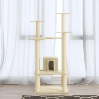 Árbol para gatos con rascador de sisal de 110 cm color crema
